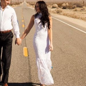 Bebe White Lace Mermaid Dress